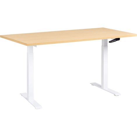 Schreibtisch manuell höhenverstellbar DESTINES 160 cm 72 cm Hellbraun / Weiß (1/5)