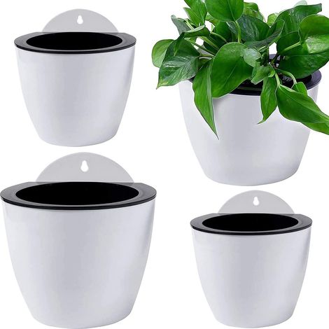 4 Pcs Automatique Absorption Suspendus Pots de Plantes, Plastique Pots de Fleurs Suspendus pour Balcon Clôture Ornements de Jardin de Bureau à Domicile（2 Tailles） (1/5)