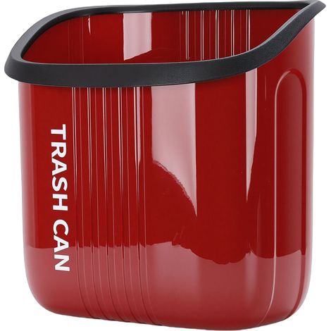 Hängender Mülleimer mit großer Öffnung, platzsparend, kleiner Unterbau-Abfalleimer mit Druckring für Küche und Bad, Rot (1/5)