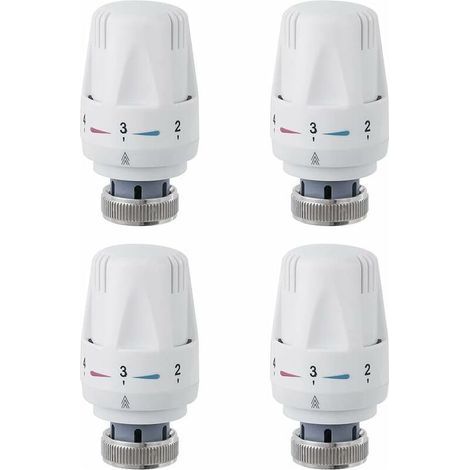Tête De Radiateur, 4 Pièces Tête De Vanne De Radiateur, M30 x 1.5 Robinet Thermostatique Radiateur, Tête Thermostatique Pour Lavabo Salle De Bain WC (1/5)