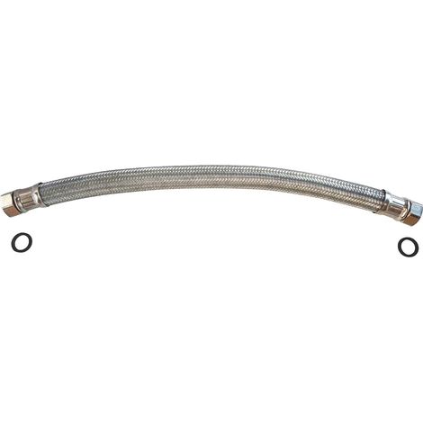 1 Flexible de chauffage, 3/4", 700 mm, DN20, tresses acier, raccords laiton, max 90°C, 6 bars, plomberie (1/4)