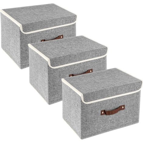 Set de 3 boîtes de rangement pliables gris