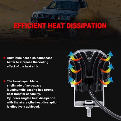 Phare de Travail LED 12V,40W Moto Feux Additionnels LED Spot Flood Feux Antibrouillard 24V 12000Lm LED Phares Avant Off Road Phares Supplémentaires pour Voiture Camion Tracteur SUV Bateau 2Pcs (1/2)
