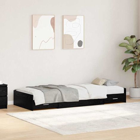 Bettrahmen Schwarz Eichen-Optik 90 x 200 cm Holzwerkstoff