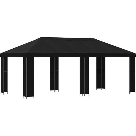 Garten Pavillon 6 x 3 m Schwarz Polyester und Stahl 190 vidaXL