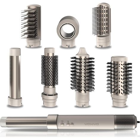 Cecotec 03465 CeramicCare AirGlam Asciugacapelli 1400 W Tecnologia Coanda 8 Accessori Ceramica 3 Velocita' 3 Temperature Funzione Ionica colore Champagne