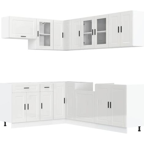 Maison Exclusive - Mueble cocina Porto blanco brillo 11 pzas made