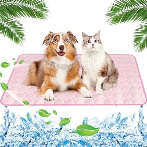 Kühldecke Hund Selbstkühlend 70x100cm Kühlmatte Katze Kühlbett Katze Kühlmatte Hamster Ice Silk Cooling Blanket Cats Kühlbett Hund XL Hunde Kältematte Kühlendes Katzenbett Kühltücher Rosa XL (1/5)