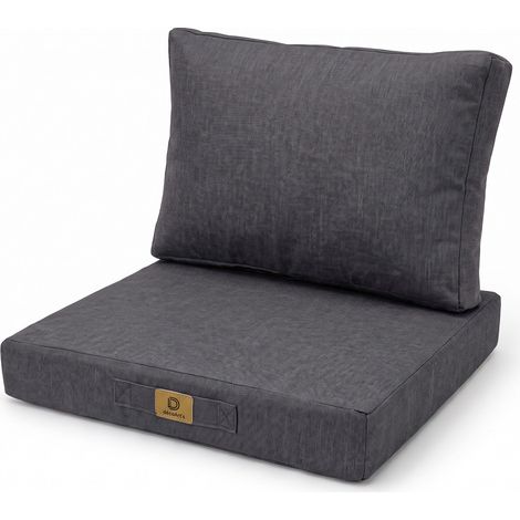 Ensemble Coussins Fauteuil 50x50 Gris Chiné - Effet Lin & Déhoussable (Assise + Dossier)