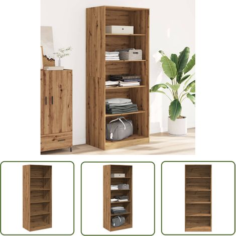 The Living Store Garde-robe chêne artisanal 80x50x200 cm bois d'ingénierie - Armoire - Placard - Dressing - Meuble Rangement - Commode (1/5)