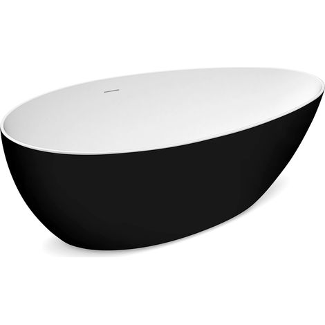 Baignoire – Baignoire autoportante DROP - 160x82 cm - Noir brillant - Design élégant - avec ensemble de vidange - Noir (1/5)