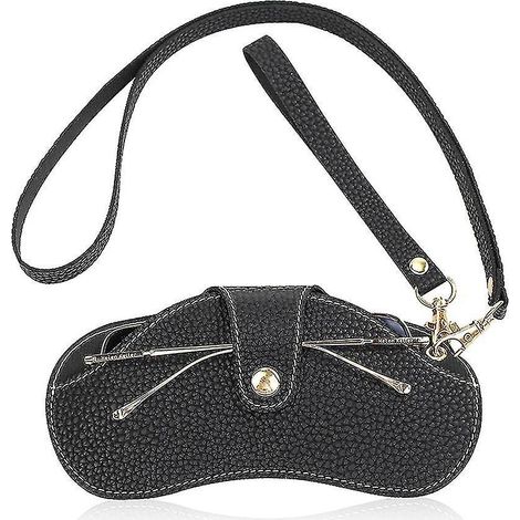 Étui à lunettes, étui portable pour lunettes de soleil, étui à lunettes élégant en cuir PU, léger et noir (1/5)