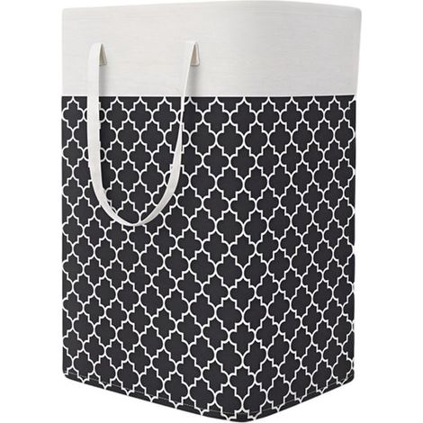 1 cesta de ropa grande，impermeable，cesta de ropa plegable y alta，con asa extensible，juguetes de dormitorio y hogar，Rayas gris-marrón，403060cm (1/5)