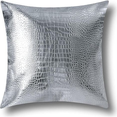 Housse de Coussin Argentée 45x45cm, Double Face, Style Moderne pour Canapé et Salon, Décoration Élégante (1/5)