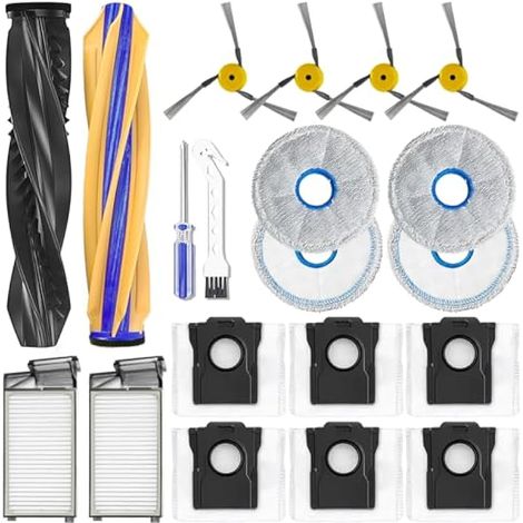 Kit di accessori di ricambio compatibile con gli aspirapolvere Dreame X60 Max Ultra/X60 Ultra, include: 1 spazzola principale, 2 filtri HEPA, 4 panni per la pulizia, 4 spazzole laterali, 6 sacchetti p