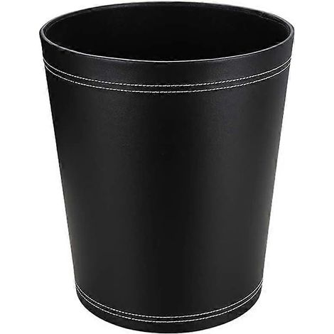 Corbeille à papier classique en cuir, corbeille de rangement créative pour bureau, maison et hôtel haut de gamme (noir) (1/4)