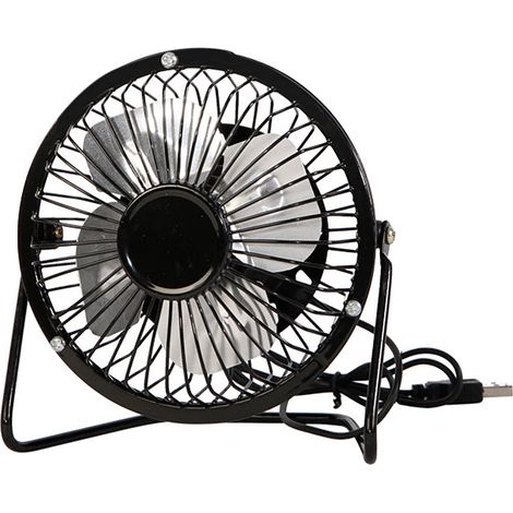 Ventilateur de bureau USB 14.5 cm - Mini ventilateur silencieux en métal pour maison, bureau, voiture, voyage (noir) (1/5)