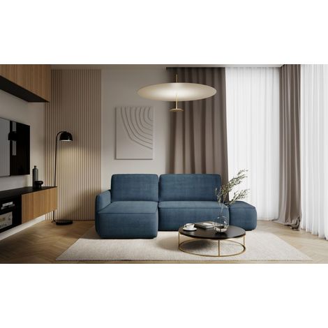 Ecksofa mit Schlaffunktion Sofa LUKA in Stoff Cremona Dunkelblau Ottomane Links (1/4)