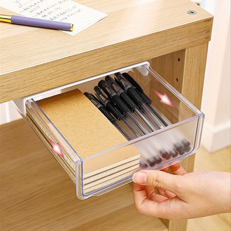 Schubladenorganizer mit Selbstklebefunktion – Weißer, transparenter Organizer für Büro, Klassenzimmer, Küche – Organizer für unter den Schreibtisch (1/5)