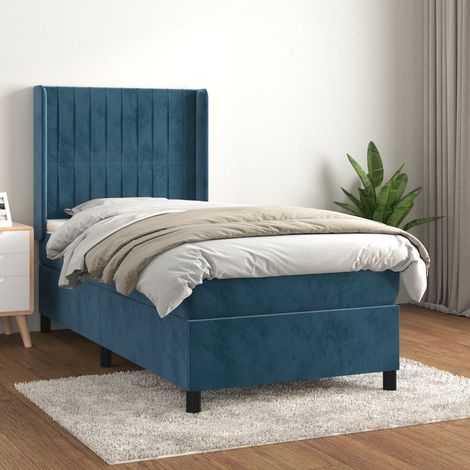 Cama box spring con colchón terciopelo azul oscuro 80x200 cm vidaXL (1/5)