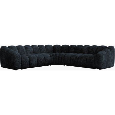 Mobilier Deco – Canapé d'angle réversible XL en tissu noir – Assise profonde et dossier moelleux – Design moderne pour salon spacieux (1/5)