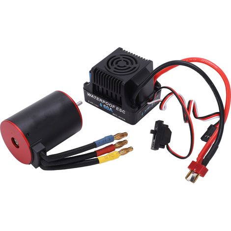 Moteur brushless étanche 3650-3900KV, variateur 60A avec support de fiches bananes et carte de programmation pour voiture RC 1/8 et 1/10 (1/5)