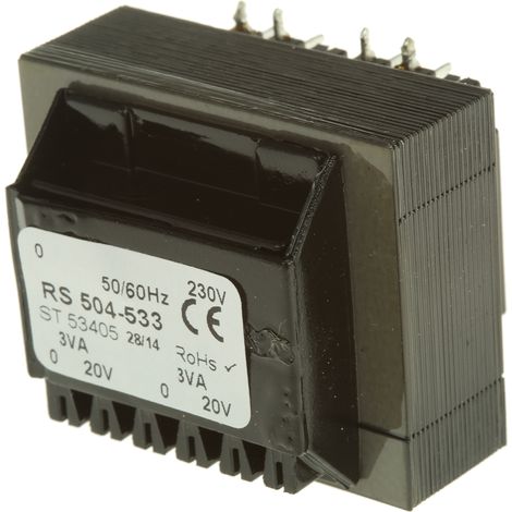 Transformateur pour circuit imprimé, Vin V c.a., Vout 20V c.a., 2 sorties, 6VA ( Prix pour 1 )