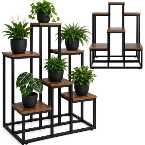 Soporte metálico para plantas de 6 niveles, estilo loft, 67 cm. (1/5)