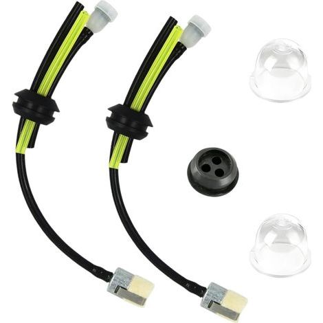 Kit filtro carburante universale (2 pezzi) con guarnizione per tubo flessibile e pompetta di adescamento, ricambi per decespugliatori, tagliasiepi e tosaerba. (1/5)