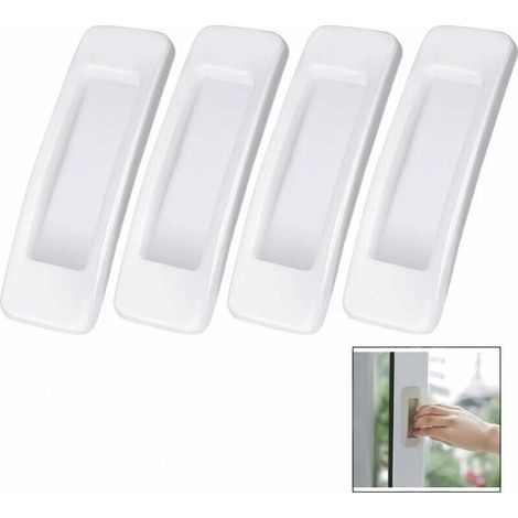 4 Pieces Self-adhesive Sliding Door Handle, Punch-free Auxiliary Window Opening - White (1/5)