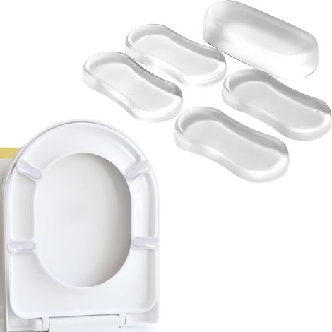 5 Pcs Tampons De Siège Wc, Tampon Abattant Wc,Lunettes Toilette Wc, Butoirs De Couvercle Wc,Amortisseurs Autocollants,Réduction Du Bruit,Tampons En Caoutchouc Pour Maison Bureau Hôtel (Blanc) (1/5)