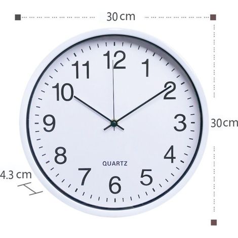 Horloge murale radio pilotée à quartz silencieuse blanche Ø 31cm avec trotteuse Changement d'heure automatique