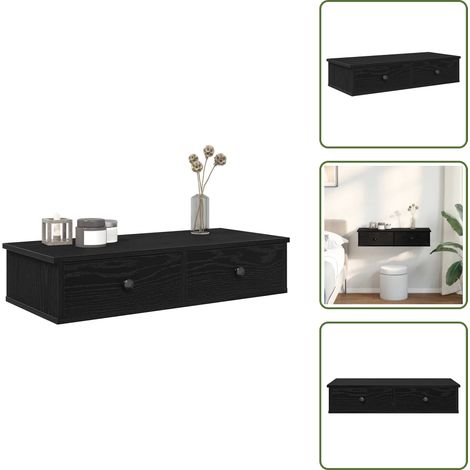 vidaXL Étagère murale avec tiroirs noir 80x31x17 cm bois d'ingénierie (1/5)