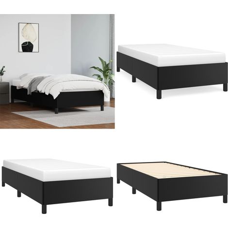 Cadre de lit sans matelas noir 90x190 cm similicuir - Cadre De Lit - Lit Double - Similicuir - Meuble Chambre - Literie - Home & Living (1/5)