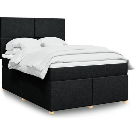 Boxspringbett mit Matratze Schwarz 140x190 cm Stoff