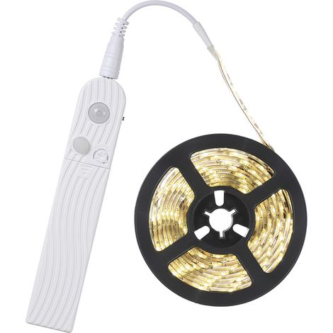 Bandeau LED 2 mètres 120 LEDs 3W DC5-6V lampe meuble alimentée 4 piles AAA ou port USB capteur mouvement PIR infrarouge commande luminosité 3 modes éclairage (1/3)