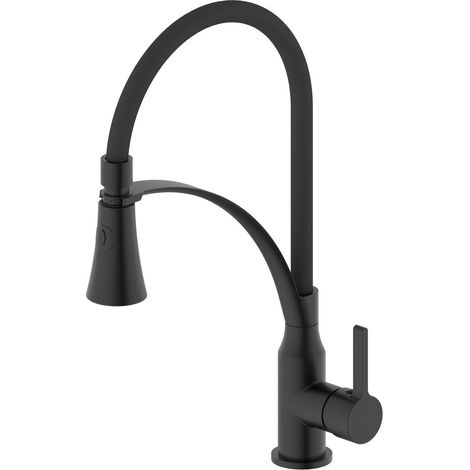 HEBE mitigeur d'évier sur pied avec douche, noir mat (1/4)