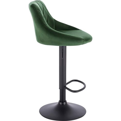 Sgabello Struttura in Acciano Nero Opaco e Seduta in Velluto Vari Colori colore: Verde Scuro (1/4)
