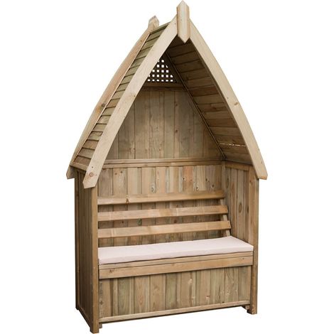 Zest Cheltenham Arbour Wooden Garden Seat & Storage Box & Stone Seat Pad Cushion (1/5)