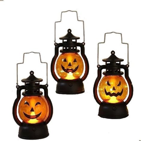 Mini Lampe Citrouille d'Halloween, 3pcs Lanterne à LEDs Citrouille, Décorations d'Halloween à l'intérieur e LAMPION DE DECO DE FETE (1/4)