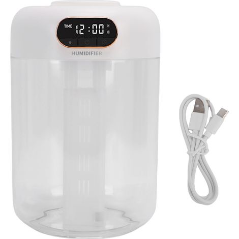 Double Spray Humidifier 3L Quiet Personal Humidifier with Night Light Auto Shut Off USB Powered White (1/5)