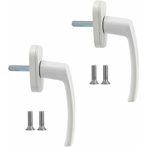 Poignées de fenêtre Poignée de fenêtre en alliage d'aluminium 2 pièces Poignée en aluminium massif Poignée de porte en aluminium blanc Compatible avec les fenêtres communes et les portes de balcon (1/5)