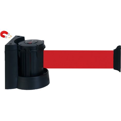 Enrouleur mural magnétique avec sangle Rouge 5m x 50mm - 2051323 (1/3)
