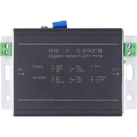 Protecteur de surtension Gigabit Ethernet 2 en 1, suppresseur de foudre réseau, parafoudre, 100 Mbps, 220V DC (1/5)
