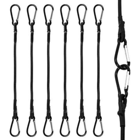 Tendeur Elastique - 30 cm - Avec Mousqueton Et Crochet - Pour Bâche Tente Camping Voiture Moto - Lot De 6 (1/5)