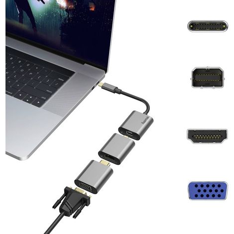Hama 00200306 USB-C® / Mini-DisplayPort / HDMI / VGA Adattatore [1x spina USB-C® - 1x Presa Mini DisplayPort, Presa HDM (1/3)