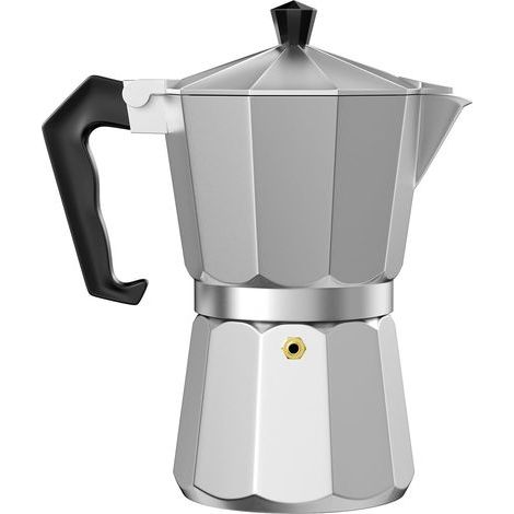 Cafetière Italienne 6 Tasses en Aluminium, Cafetière Moka Classique, Expresso Maker avec Valve de Sécurité, Joint Silicone, Compatible Gaz Vitrocéramique Électrique, Design Élégant Argenté (1/5)