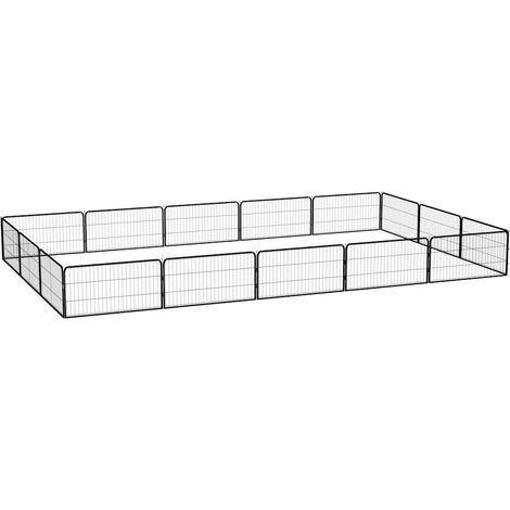 Parc pour chien-Abri pour chien-Chenil 16panneaux Noir 100x50cm Acier enduit de poudre 987229 (1/5)