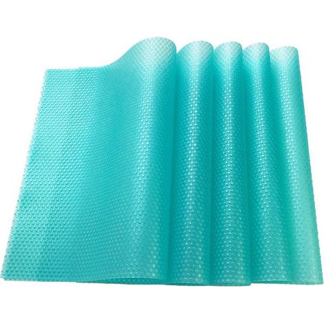 Elkuaie Tapis de Réfrigérateur - Silicone Lavable - Empêche l'Humidité et la Moisissure - 5 Pièces - Pour Réfrigérateur Congélateur et Bacs de Réfrigérateur - Bleu (1/5)