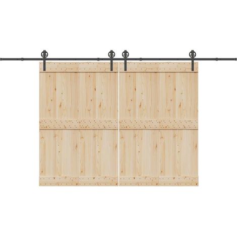 Schiebetürbeschlag-Set 400 cm Stahl Schwarz